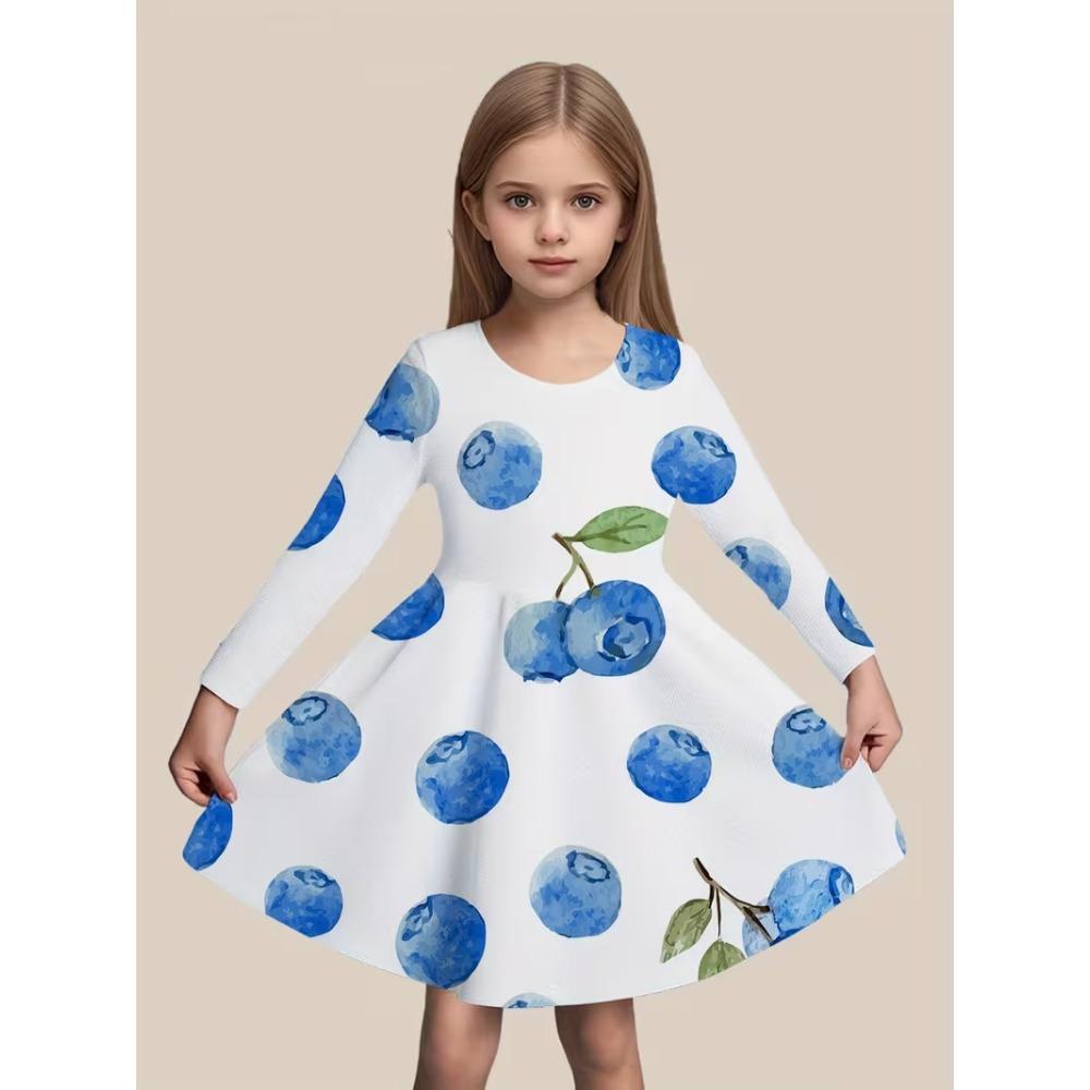 Girls' 3D Yellow Christmas Dress Long Sleeve Summer Spring Vacation Daily Holiday Princess Beautiful Sweet Kids 4-12 Years Casual Dress A Line Dress