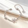 1 Elegant Six-petal Flower Zircon Vine Adjustable Bracelet for Women, Exquisite Jewelry Shiny and Fresh Design Suitable for Daily Commuting, Beach