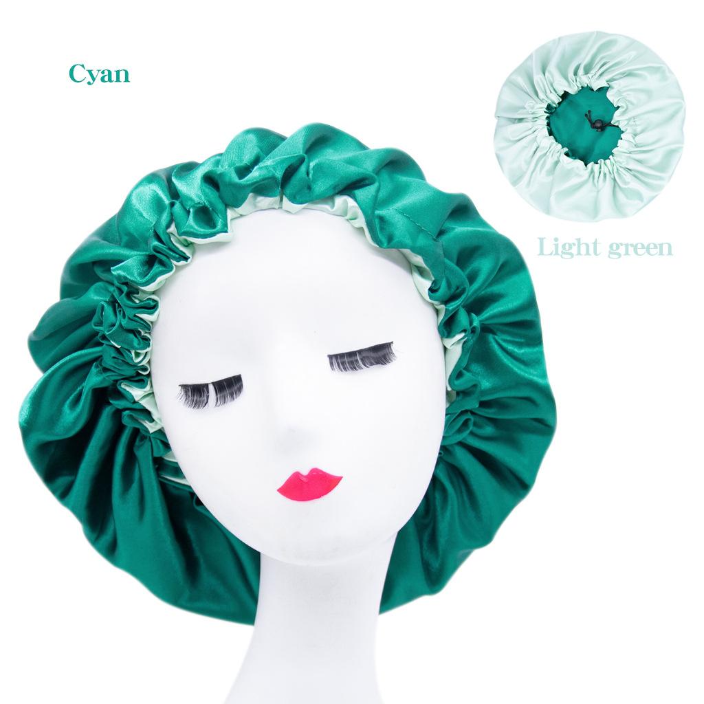 Shower Cap Ladies Fashion Simple Solid Color Elastic Hair Care Cap Button Elastic Wash Cap