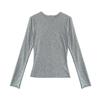 Luxi Korean Style Versatile Rolled Edge Round Neck Bottoming Shirt for Women Autumn New Long-sleeved Inner Slim Fit Top