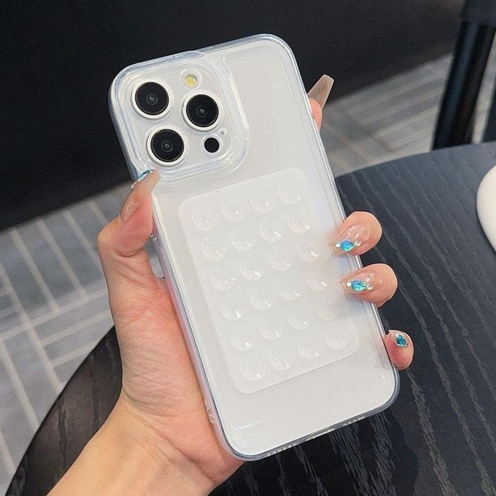 Etui na telefon z uchwytem na przyssawkę 3D do iPhone 17 16 15 14 13 12 11 Pro Max XR X XS 7 8 Plus Mini Miękkie Przezroczyste Odporne na Wstrząsy Tylna Pokrywa