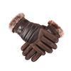 Brown Mens Leather Gloves Real Pigskin  Winter Gloves Warm Thick Driving Skiing Men's Gloves