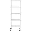 Openwork wire storage rack on wheels, 5 shelves, up to 50 kg, 60x45x186 cm