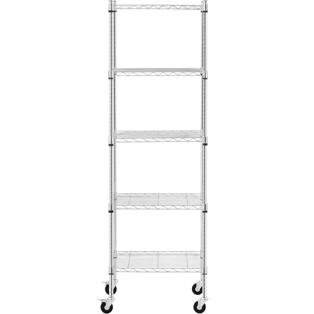 Openwork wire storage rack on wheels, 5 shelves, up to 50 kg, 60x45x186 cm