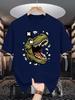 Roaring T Rex Unisexs Crew Neck T Shirt Angry Dinosaur Head Comic Lightning Burst Graphic Short Sleeve Casual Street Tops