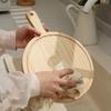 HeMu Wooden Cutting Board Pine Wood Pizza Board with Handle Round Portable Wooden Dinner Plate Kitchen Fruit Steak Tray