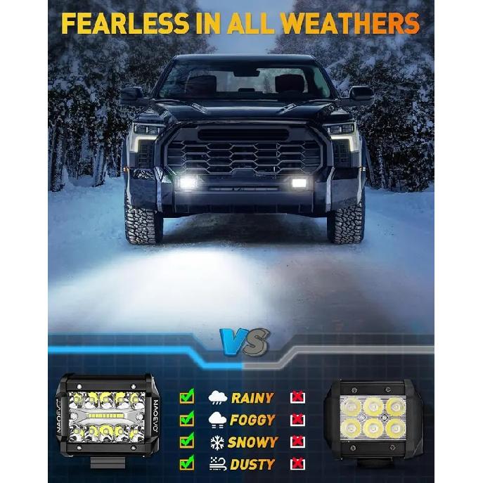 NAOEVO 4 Zoll 2 Stück LED Pod Lichter Spot Flut Combo LED Nebel Fahrlicht 4x4 Offroad Lichter Arbeitsleuchten für LKW Boot ATV UTV Jeep