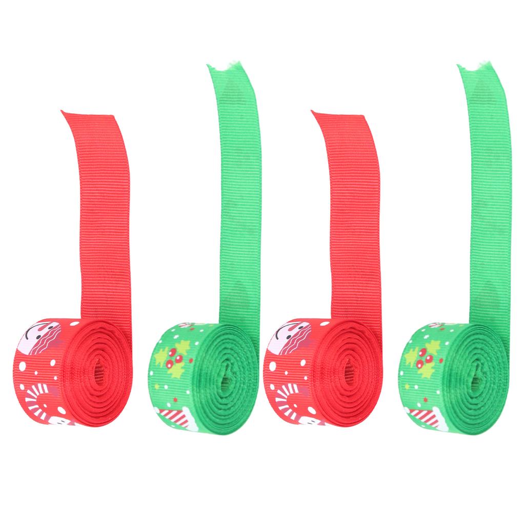4Pcs Gift Ribbon Premium Polyester Bright Colors Exquisite Pattern Wide Application Wrapping Ribbon