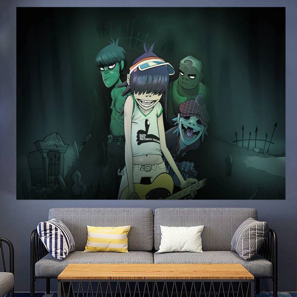 Virtual Rock Band Gorillaz Music Party Backdrop Poster Cake Table Decor Props Gift Baby Party Supplies
