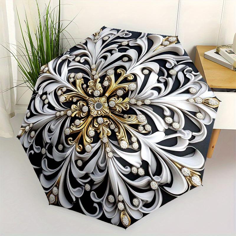 

Elegant Gold & Silver Floral Mandala Wall Art Decor Umbrella, Christmas Gift Y197