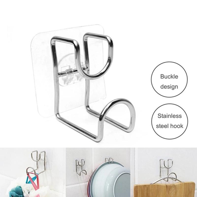 Stainless Steel Washbasin Hooks Storage Racks Punch-Free Bathroom Basin Hook Save Space Wall Mount Storage Hooks Holders Shelf