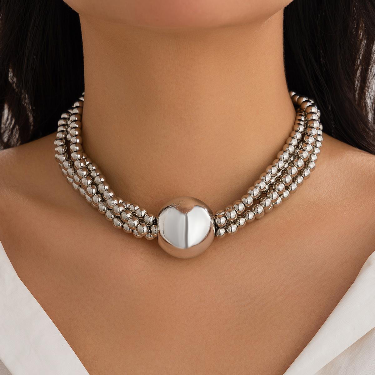 

Ingemark Gothic CCB Imitation Pearl Chain Necklace for Women 2026 Trend Vintage Big Ball Pendant Choker Grunge Jewelry Steampunk