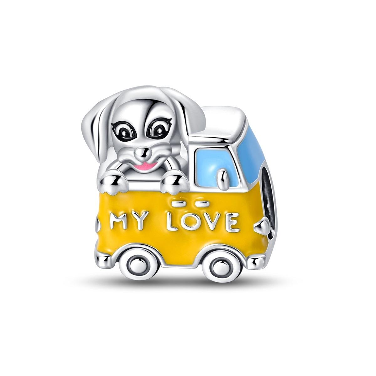 

S925 Silver DIY Charm Bracelet With Dog And Travel Car Beads For Jewelry Making Handmade Craft Gift
