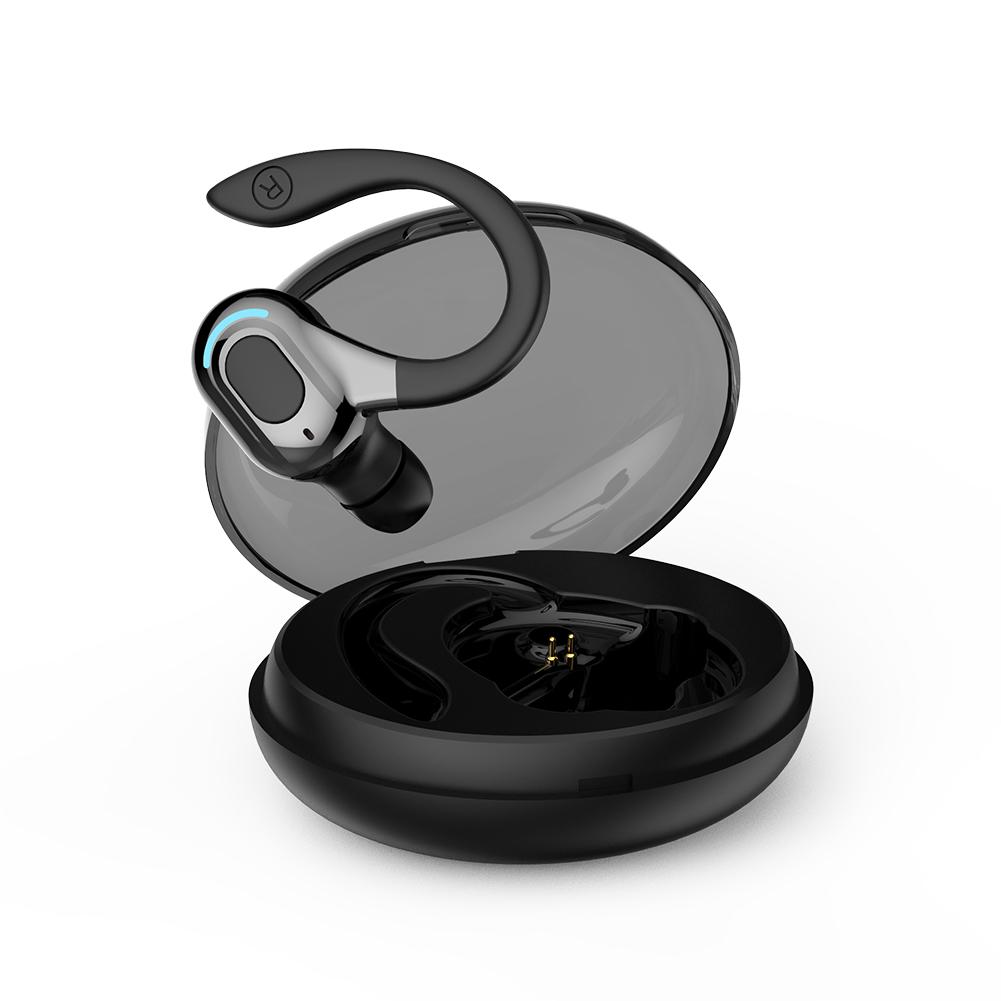 

Business Ear Hook Mini Headphone One Key Operation Bluetooth-compatible Wireless Headphones with Charging Case чорний