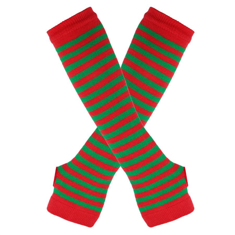 Gestreeepte Vingerloze Armwarmers, Gebreide Armhoezen met Duimgat voor Cosplay & Feest