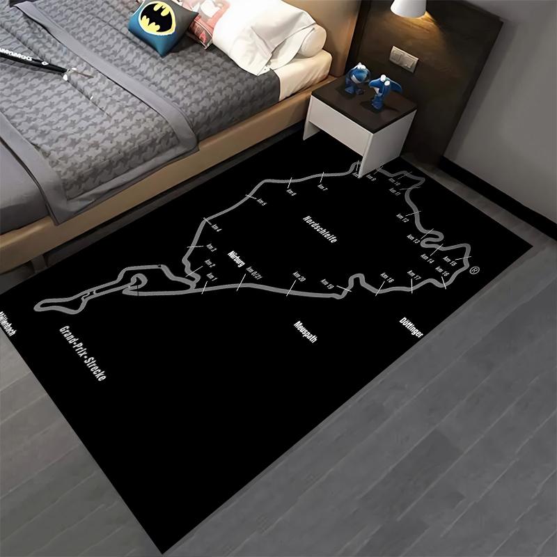 Goldene Nürburgring Streckenumriss Teppich Geeignet zur Verwendung als rutschfeste Spielmatte für Wohnzimmer- und Schlafzimmer-Sofas