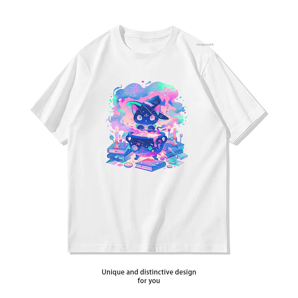 Pastel Goth Witchy Cat Yami Kawaii Goth Shirt Woman Man Summer Cotton Graphic T Shirts Adult Oneck Tops Shortsleev S3XL S