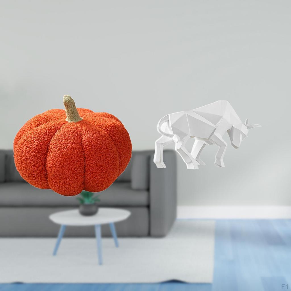 Enchanting Pumpkin Bull Sculpture Decorative Pillow Ornament for Bedroom Sofa Bed Entryway Tabletop