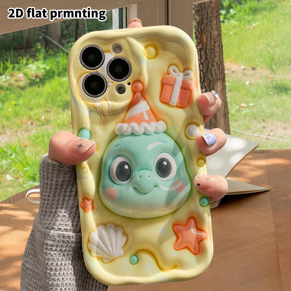 Phone Case: 2D flat design, suitable for iPhone 18, 17, 16, 15, 14, 13 Pro protective cases, party little turtle, perfect Christmas and Halloween holi