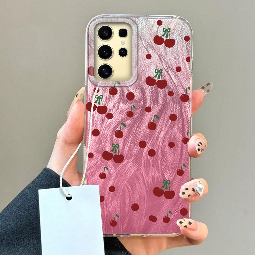 Summer Sweet Red Circular Dot Cherry Phone Case for Samsung Galaxy S25 S24 S23 S22 S21 FE Plus Ultra Shell Silicone Back Cover