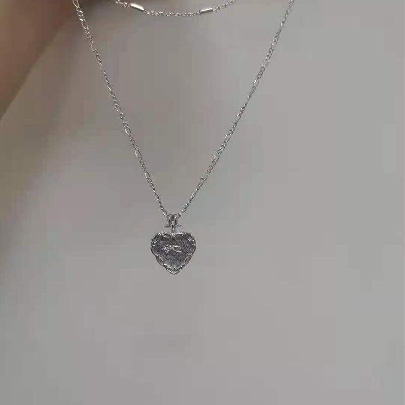 Sterling Color Love Heart Pendant Necklace Women Double Layer Clavicle Chain Gold Tone Tone Necklaces Party Event Jewelry Event