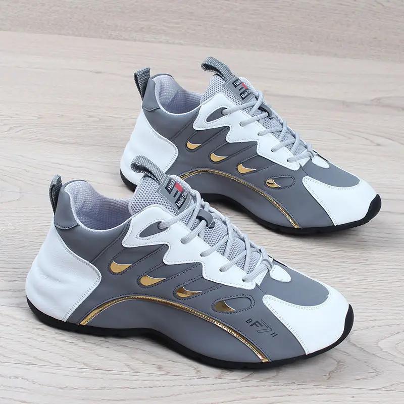 Luxury campus sports style black white male sneakers 2025 autumn unisex high quality soft leather platform Outdoor Men shoes
