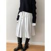 Dorothy Autumn Korean Pleated Drawstring Color Block Midi Skirt