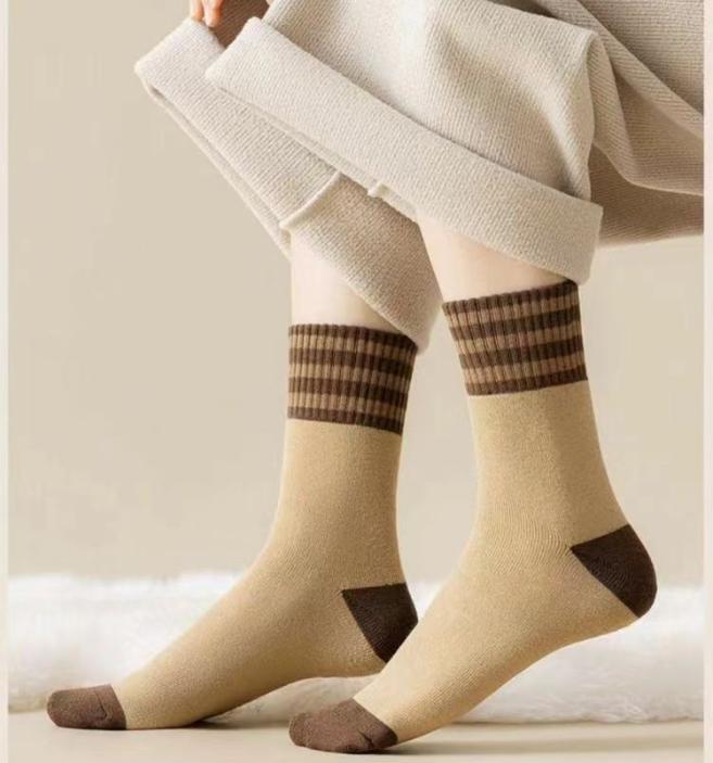 Vinter Plysch Tjocka Mellanlånga Strumpor För Värme, Barns 5-par Set