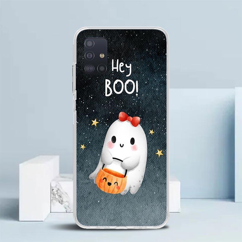 Cute Halloween Ghost Soft Cover for Samsung Galaxy A12 A22 A32 A52 A72 A02S Phone Case Note 20 Ultra 10 S10 Plus A51 A71 A50S A2