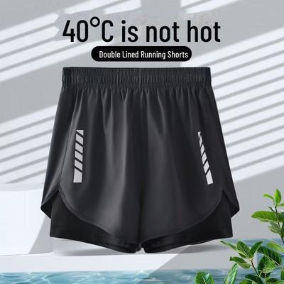 Herren Quick-Dry Sportshorts für Laufen, Radfahren und Basketball mit Eisseiden-Futter – Sommer-Trainings-Dreipunkt-Hosen