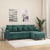 Vidaxl 3-Seater Sofa with Footstool, Dark Green, 180 Cm, Velvet