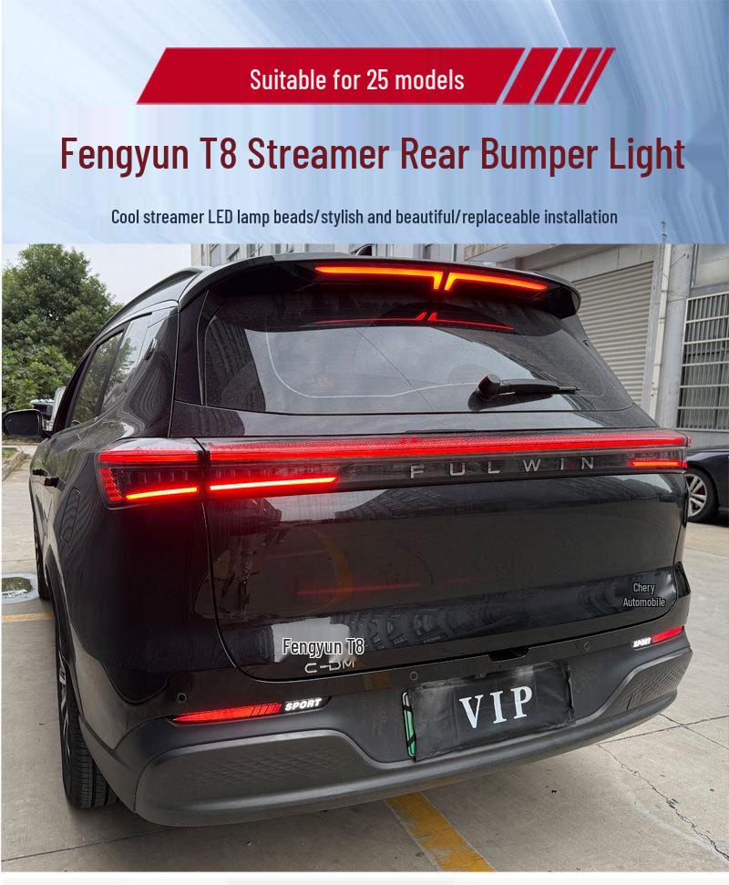 Chery Fengyun T8 Rear Bumper Lights: Tiggo 8 Plus LED Sequential Turn Signals & Brake Lights