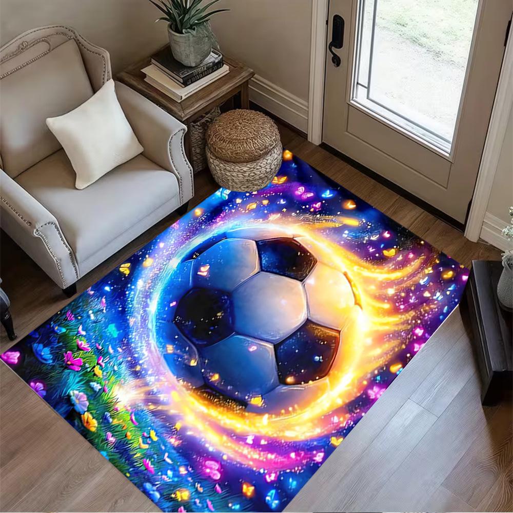 1pc Soccer Ball Rug Home Carpet Design for Office Decor Gift Living Room Bedroom