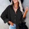 Vintage Casual Corduroy Women Shirt Jacket Cotton Blouse Women Strip Plus Size Button Pocket Loose Fashion Blouses Tops 17787