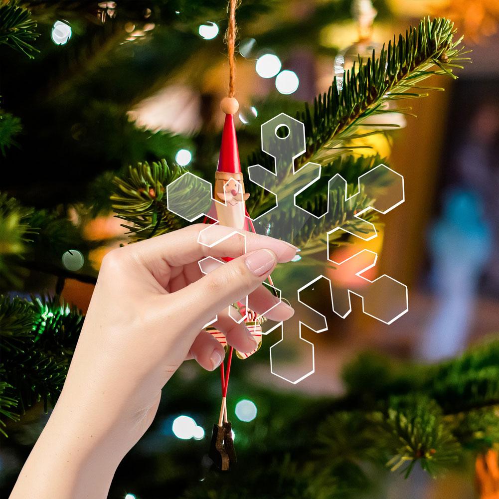 10PCS Transparent Acrylic Christmas Decoration Snowflake Drilled Holes Blank Acrylic DIY Painting Christmas Tree Pendant