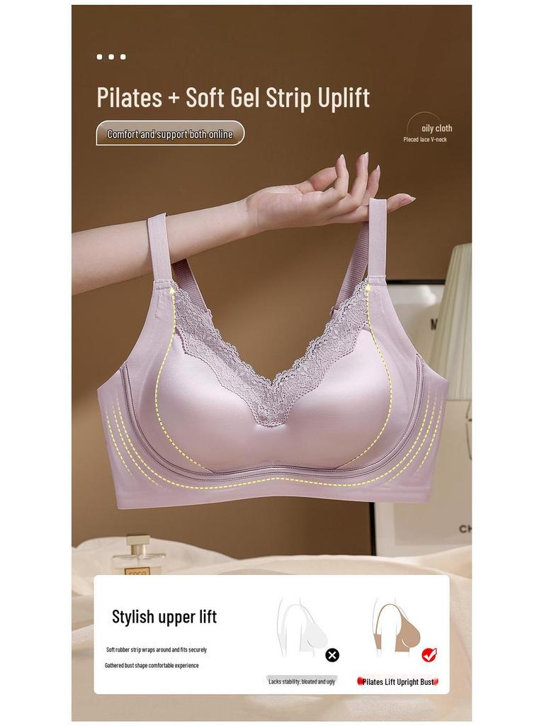 Sutien modelator fără cusături cu dantelă: Lucios, Anti-cădere cu Suport Lateral pentru un Spate Frumos
