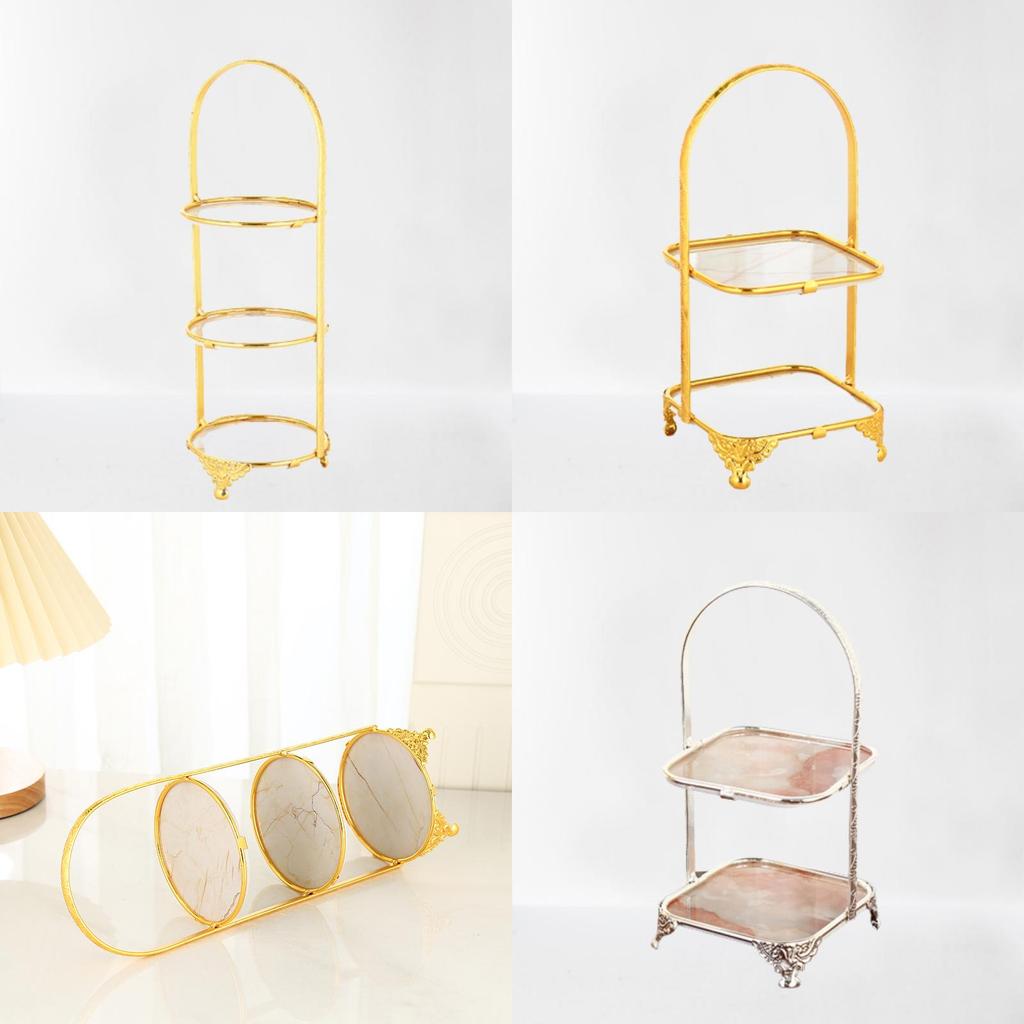 Multilayer Food Tray Organizer With Gold Finish For Home And Gift Use