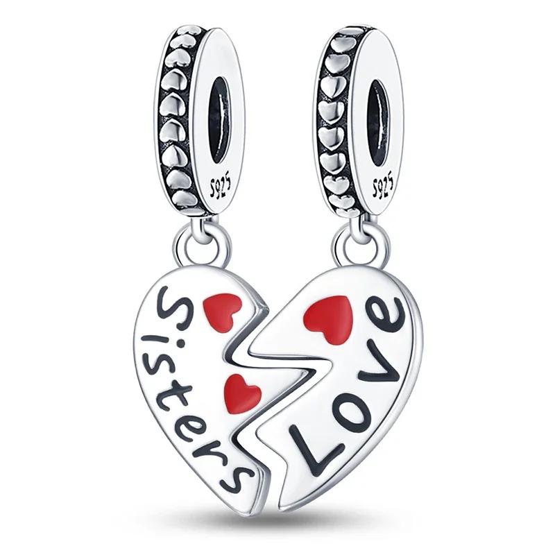 925 Silver Romantic Love Story Charm Pendant for DIY Bracelet Couple Engagement Jewelry Gifts for Her