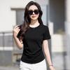 Summer Women's Solid Colour Round Neck Slim Versatile Half-sleeved Casual Cotton Short-sleeved T-shirt