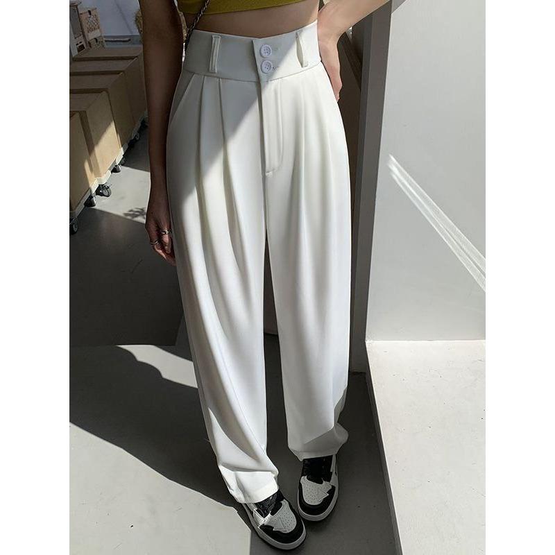 

Весенне-осенние брюки скинни с высокой талией, каплевидные, прямые, с двойной пуговицей, повседневные костюмные брюки 2XL белый