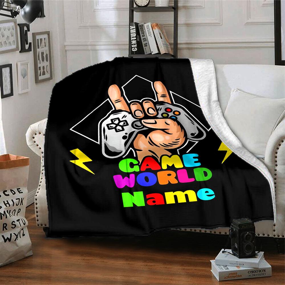 Custom Name Game Controller Theme Printed Blanket - Perfect for Couch, Bed, Travel & Outdoor Use | Machine Washable, Cozy & Durable.