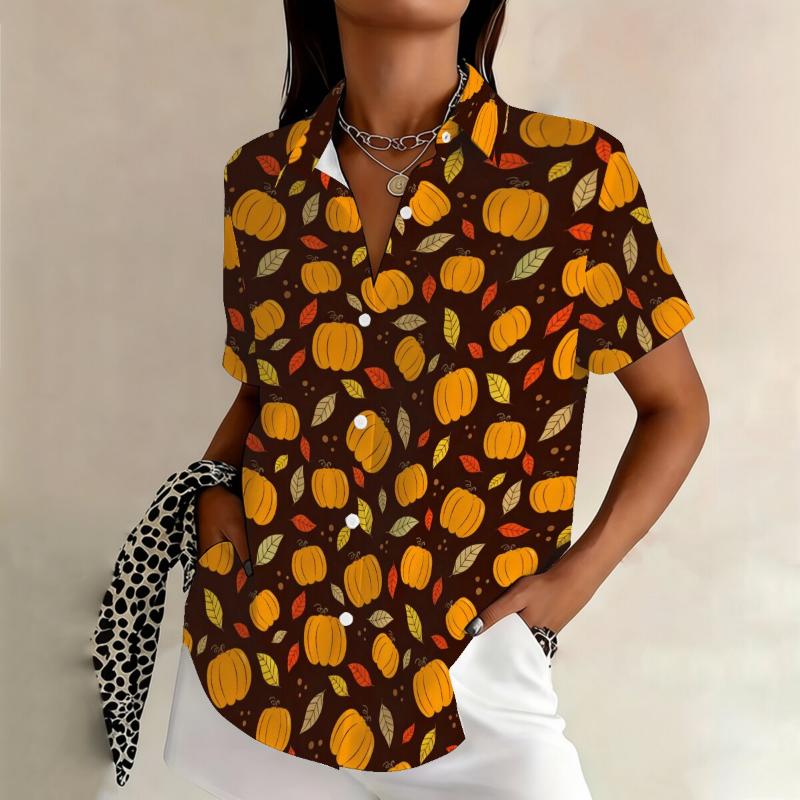 Gepersonaliseerde minimalistische geruite print zomer dames grote maten revers korte mouwen shirt modieus dagelijks veelzijdig topje