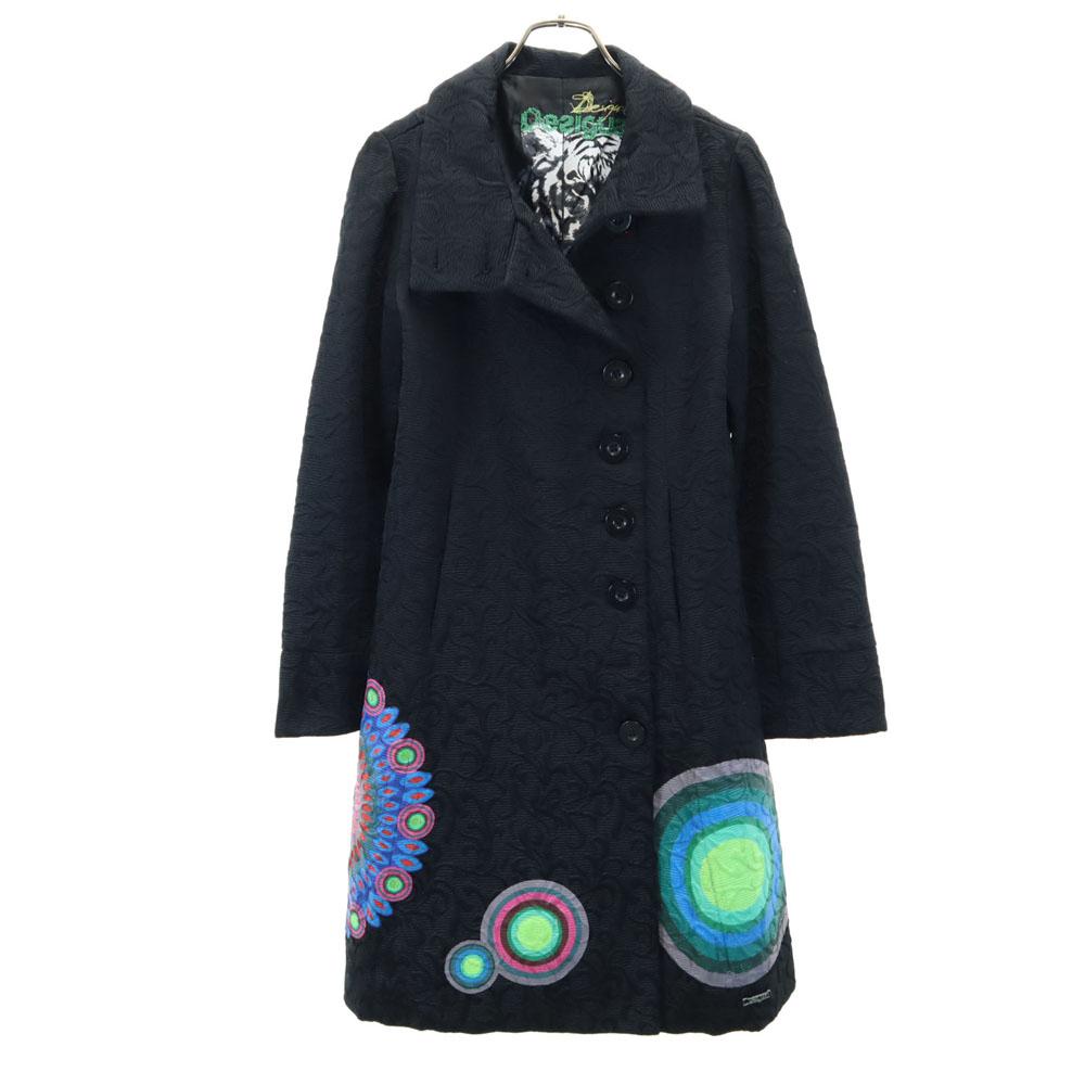 

Desigual Long coat 38 black embroidery Women Used