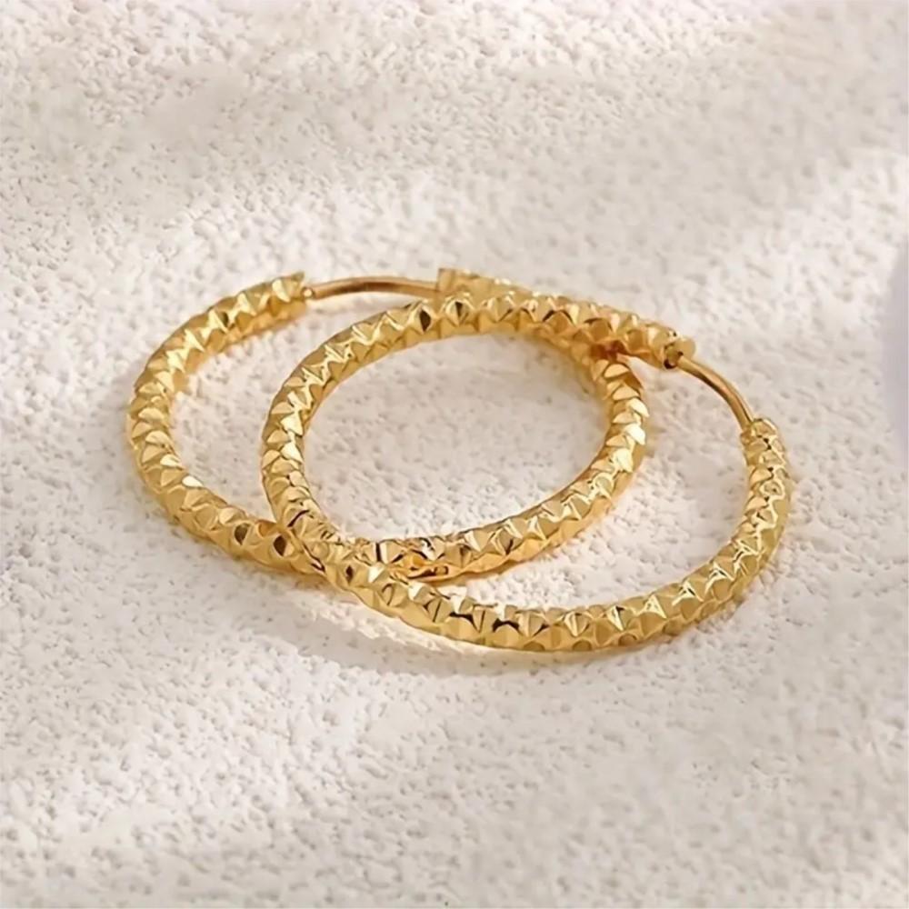 316L Stainless Steel Punk Exaggerated Hoop Earrings for Women Retro Golden Hypoallergenic Party Jewelry Gifts