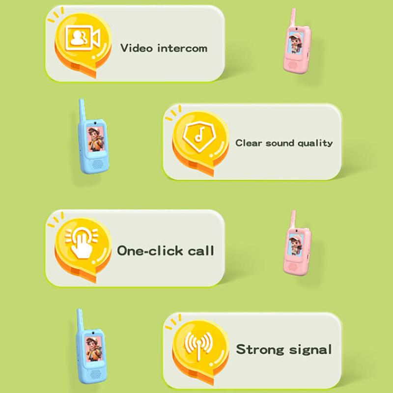 2Pcs Video Walkie Talkies For Kids Rechargeable With Screen Display And Voice Effects Long Range Outdoor Toys Birthday Gifts