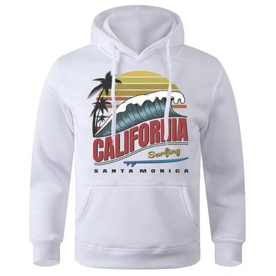 California Surfing Santa Monica Beach Unisex Hoody Oversized Loose Fleece Tracksuit Sport Street Hoodies Classic Creative Hooded