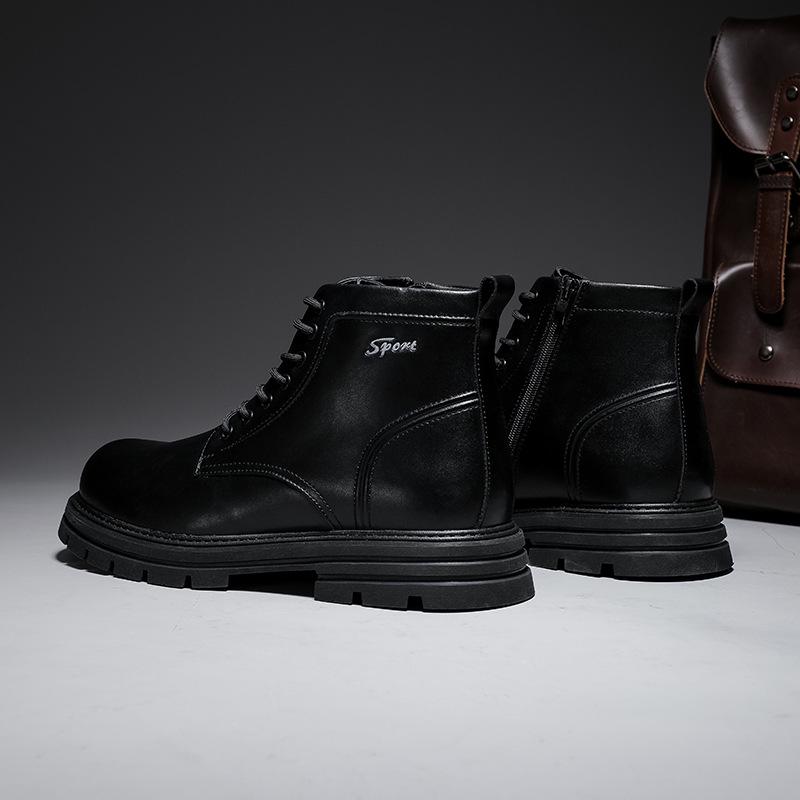 Men's 2025 British Style Retro Leather Boots - Thick Sole, Genuine Leather for Autumn/Winter