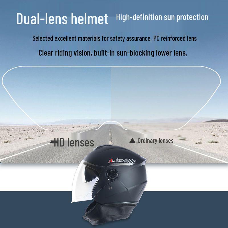 Universal All-Season Electric Helmet with Anti-Fog & Warmth, Dual Visors, for Men & Women