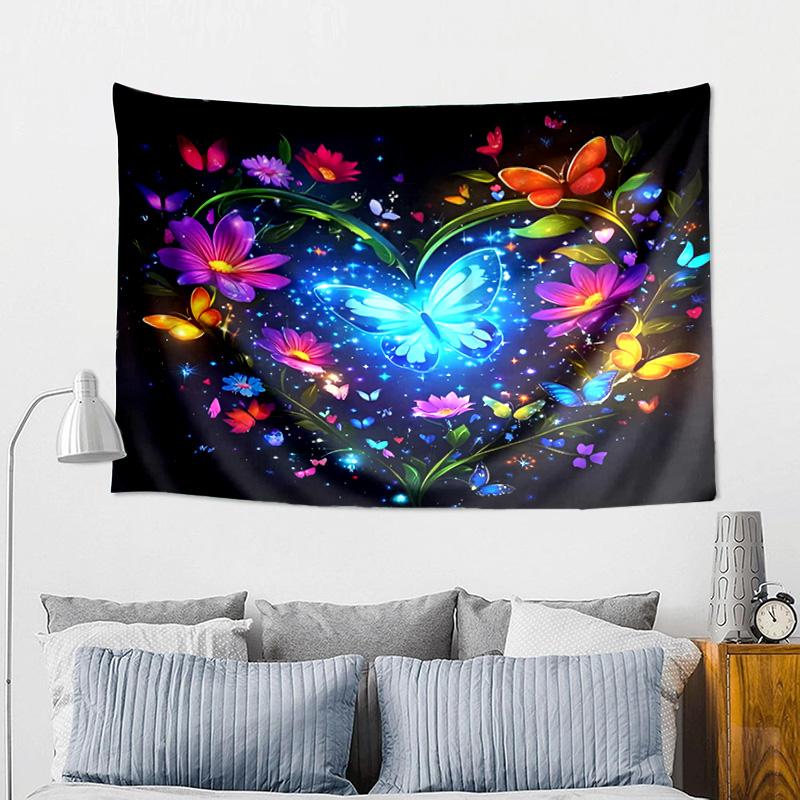 Pink Roses And Hearts Tapestry, Unique Design Tapestry, Wall Decor for Bedroom,Livingroom, Playroom,Heartwarming Fan Holiday Gifts