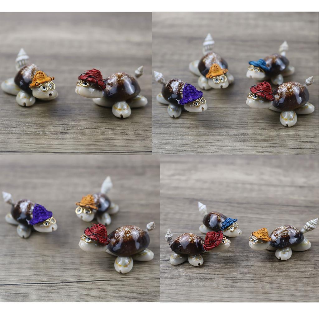 10Pcs Miniature Conch Turtles Figure Toy with Cute Colorful Hat Sea Creatures Animals Statue for Outdoor Garden Decors